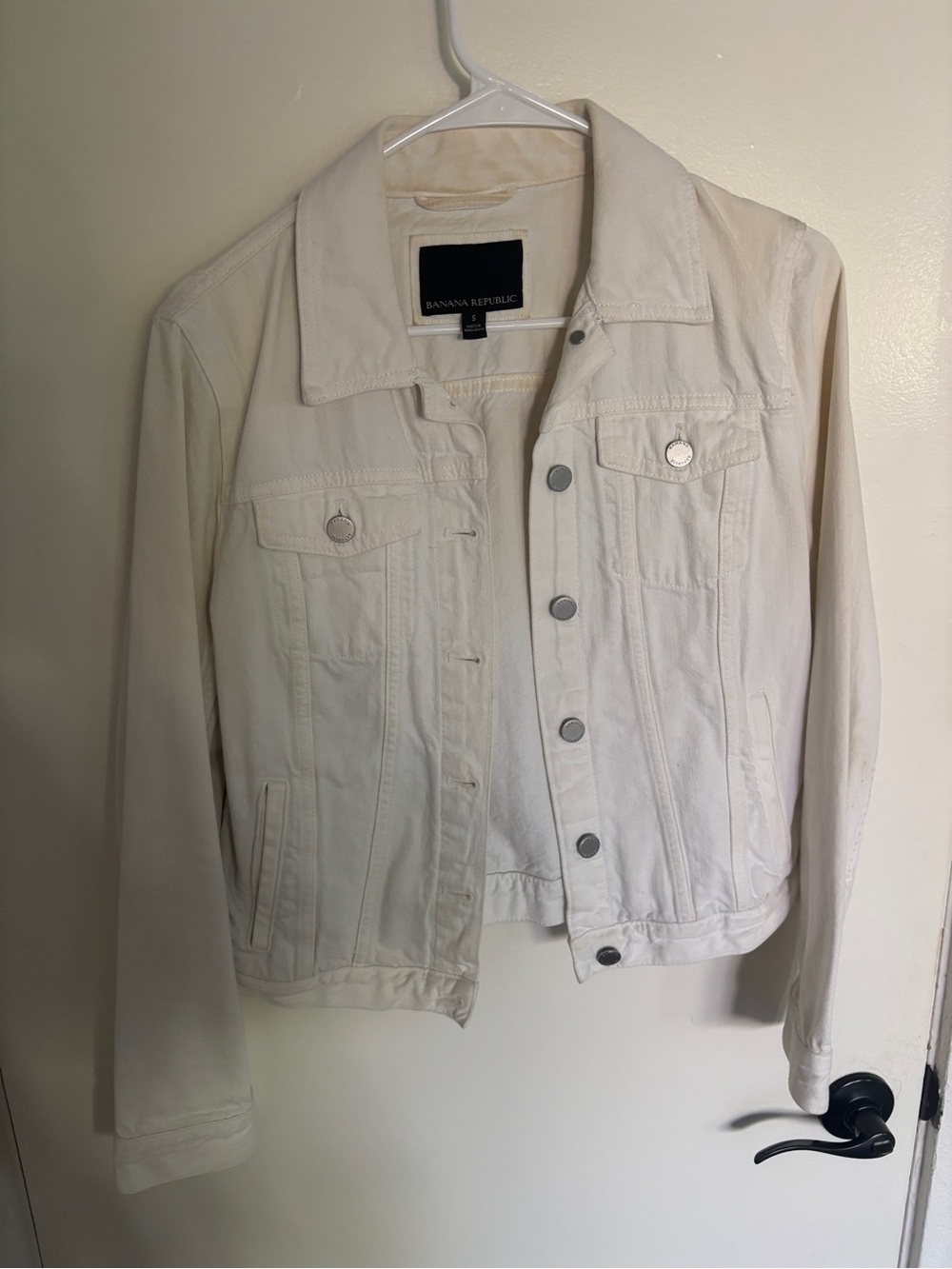 Banana Republic Ivory Cotton Denim Jacket
